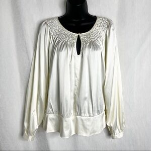 BOB MACKIE Studio Vintage Ivory Satin Blouse